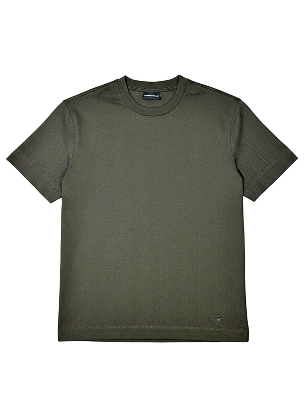 NWOT Emporio Armani Olive Green Herringbone Jacquard Crewneck Tee M